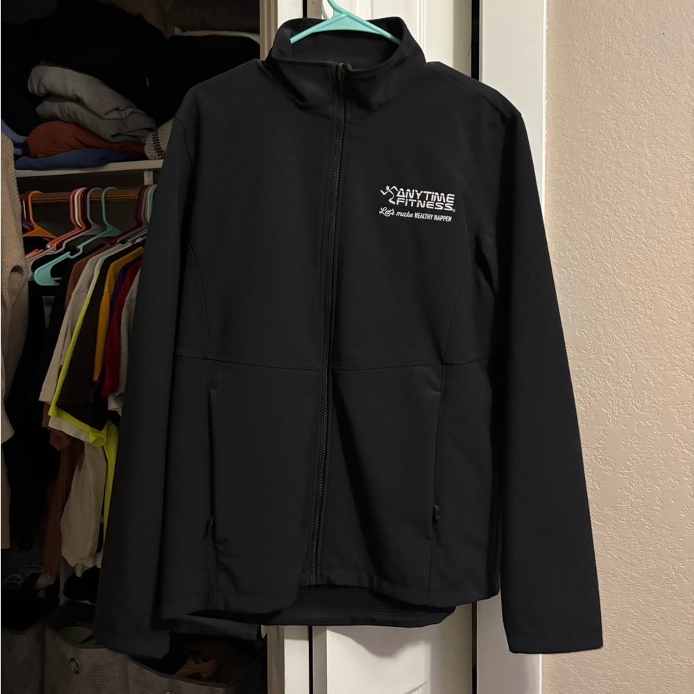 Port Authority Black Soft-Shell Performance Jacket with Anytime Fitness Logo